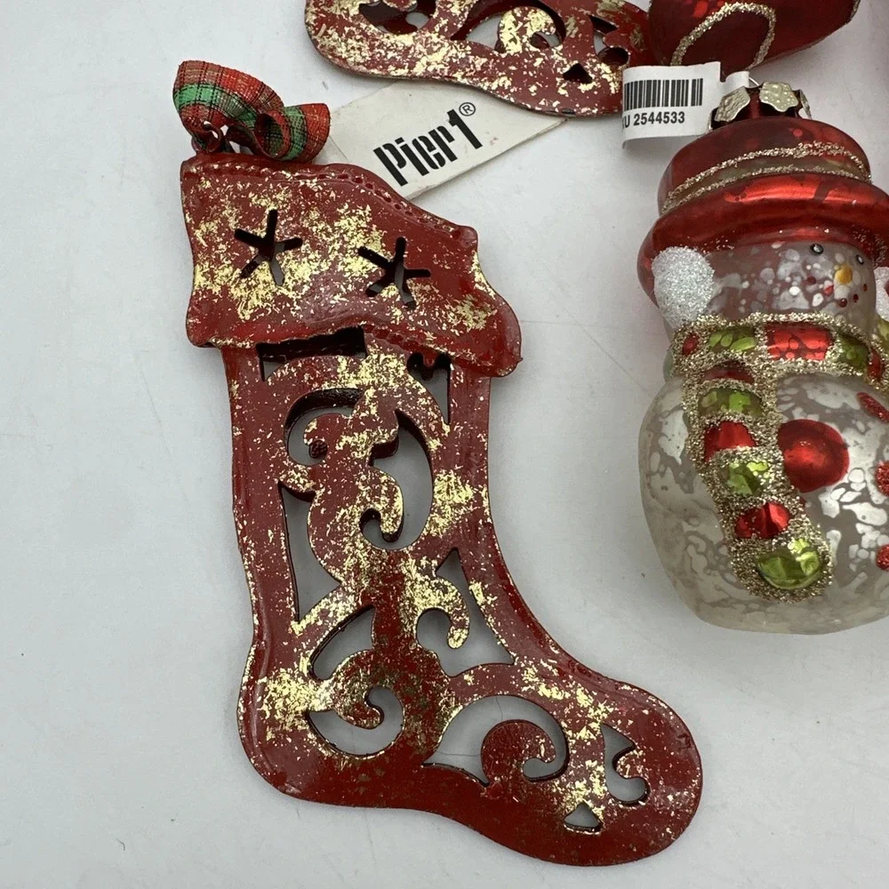 Vintage & Modern Lot Of 6 Pier 1 Christmas Ornaments